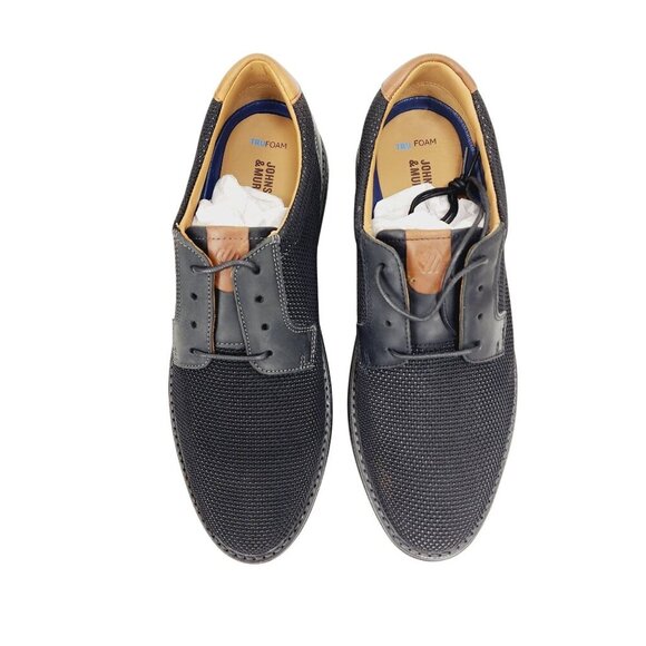 Men's Johnston & Murphy Algood Knit Plain Almond Toe Taupe Lace Up Shoes Size 8 - Picture 2 of 13